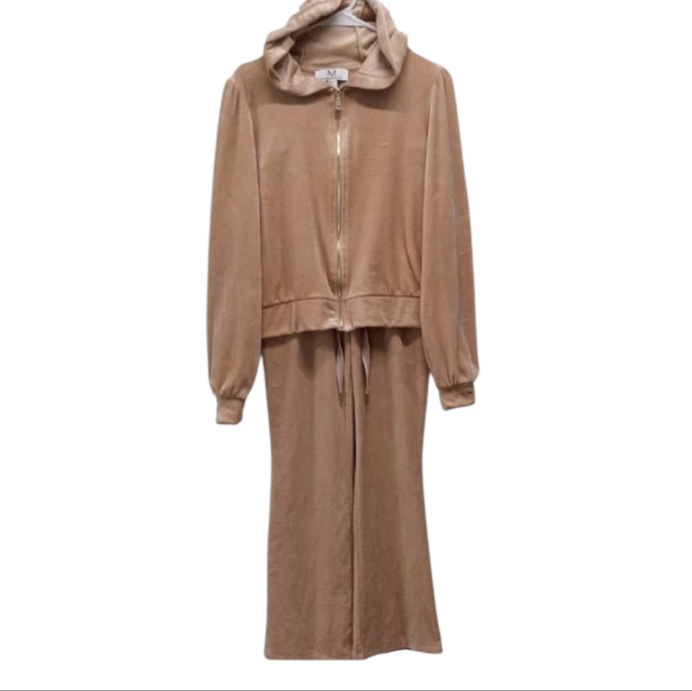 Magaschoni Beige Velour Full Tracksuit Set